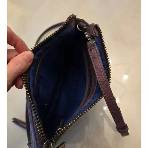 Botkier Purple Leather Crossbody Bag Zippers Studs Boho - Picture 6 of 7